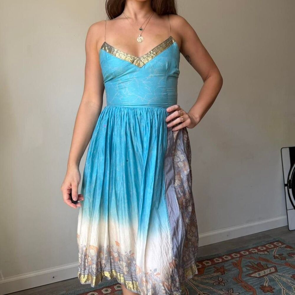 Y2K Rare Tracy Feith 100% silk ombré midi dress